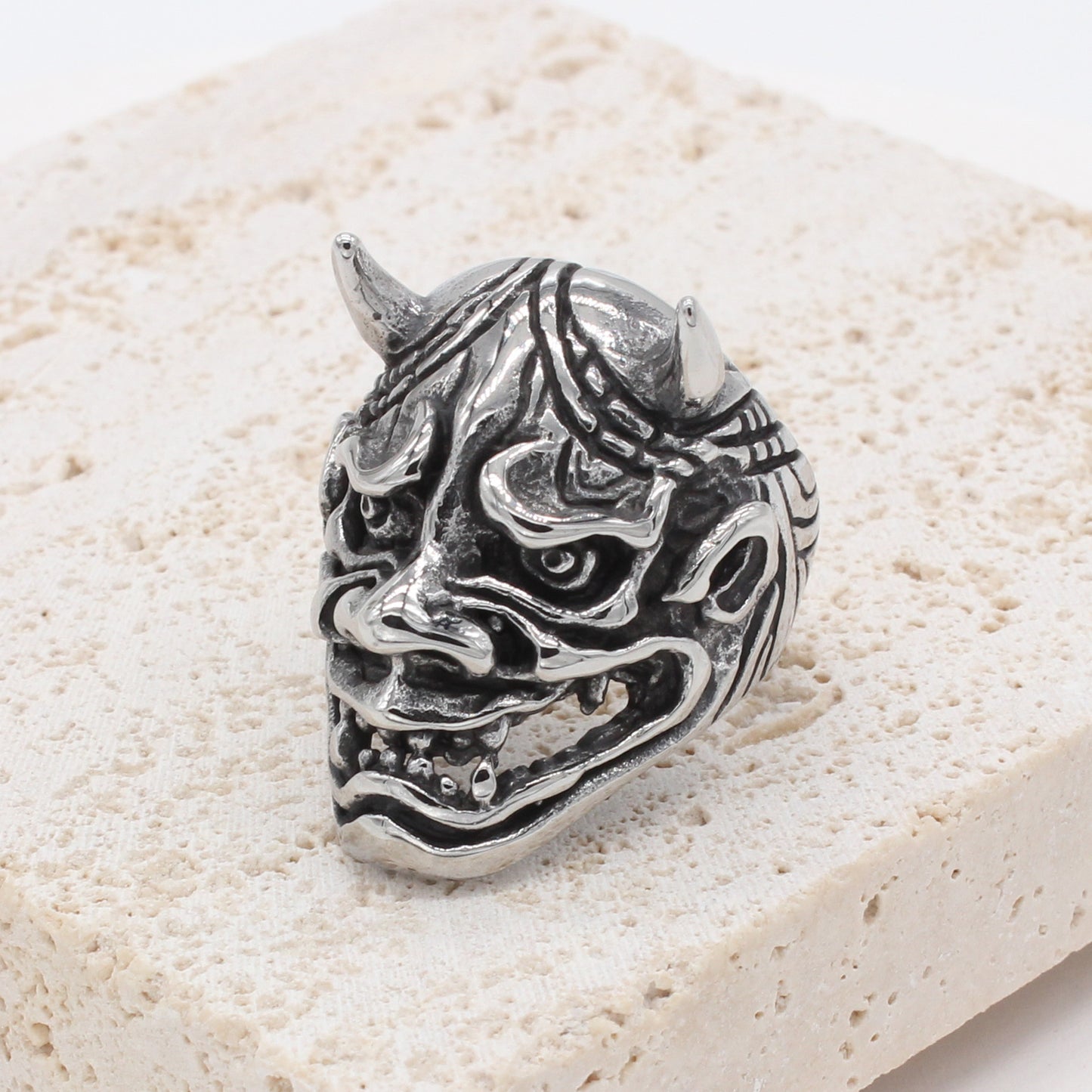 Planderful Titanium Steel Skull Ring For Men Unisex Personalized Retro Prajna Design With Protection Symbol