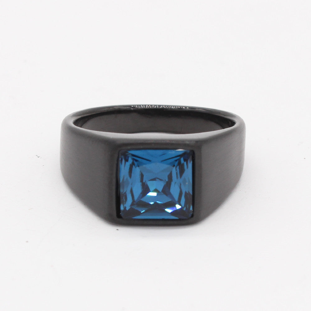 Planderful Titanium Steel Ring With Black Zircon For Men And Women Unisex Everyday Genie Protection