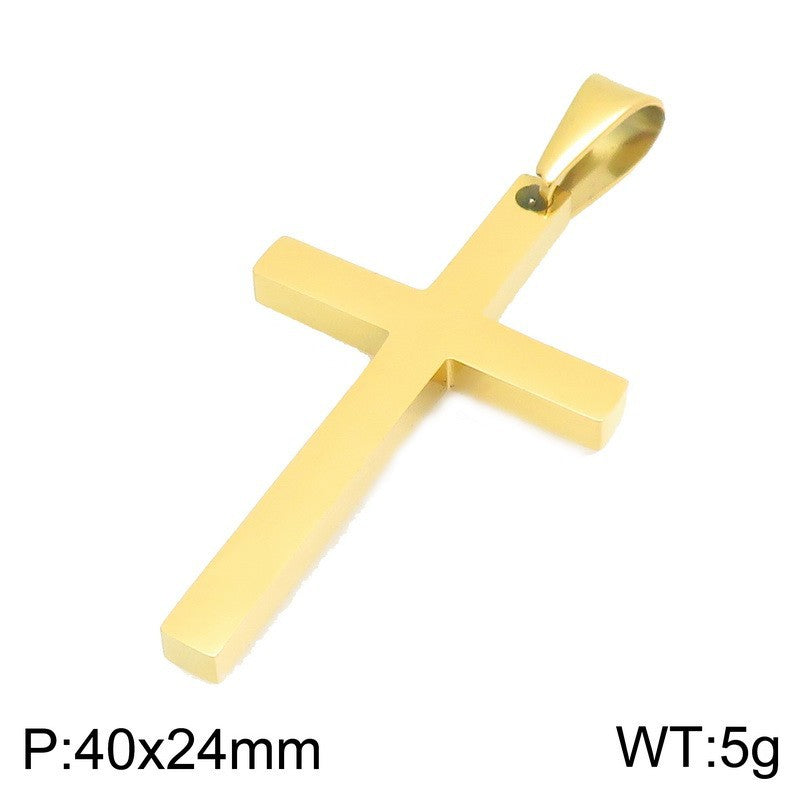 Japanese And Korean Pendant, And Smooth Cross Stainless Steel Men's And Women's Jewelry Necklace