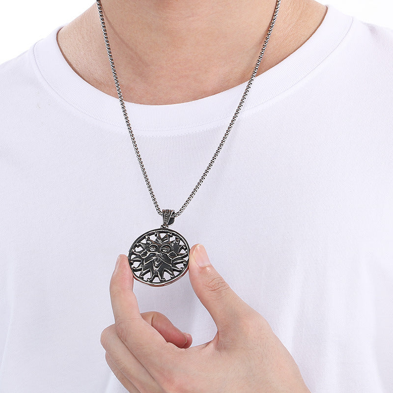 Planderful Sun God Pendant Stainless Steel Men Necklace