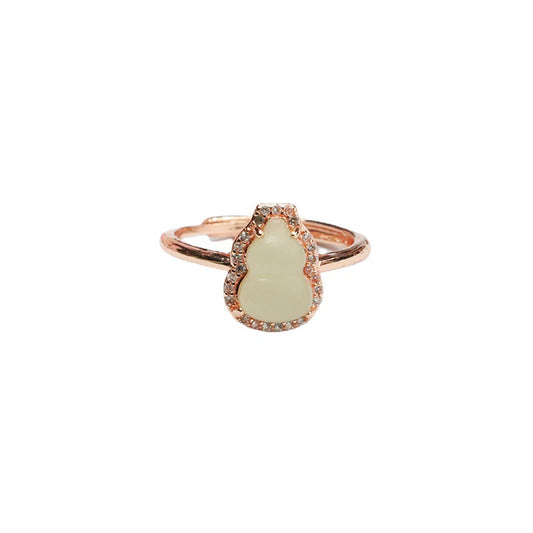 Qingshui Hetian Jade Gourd Ring