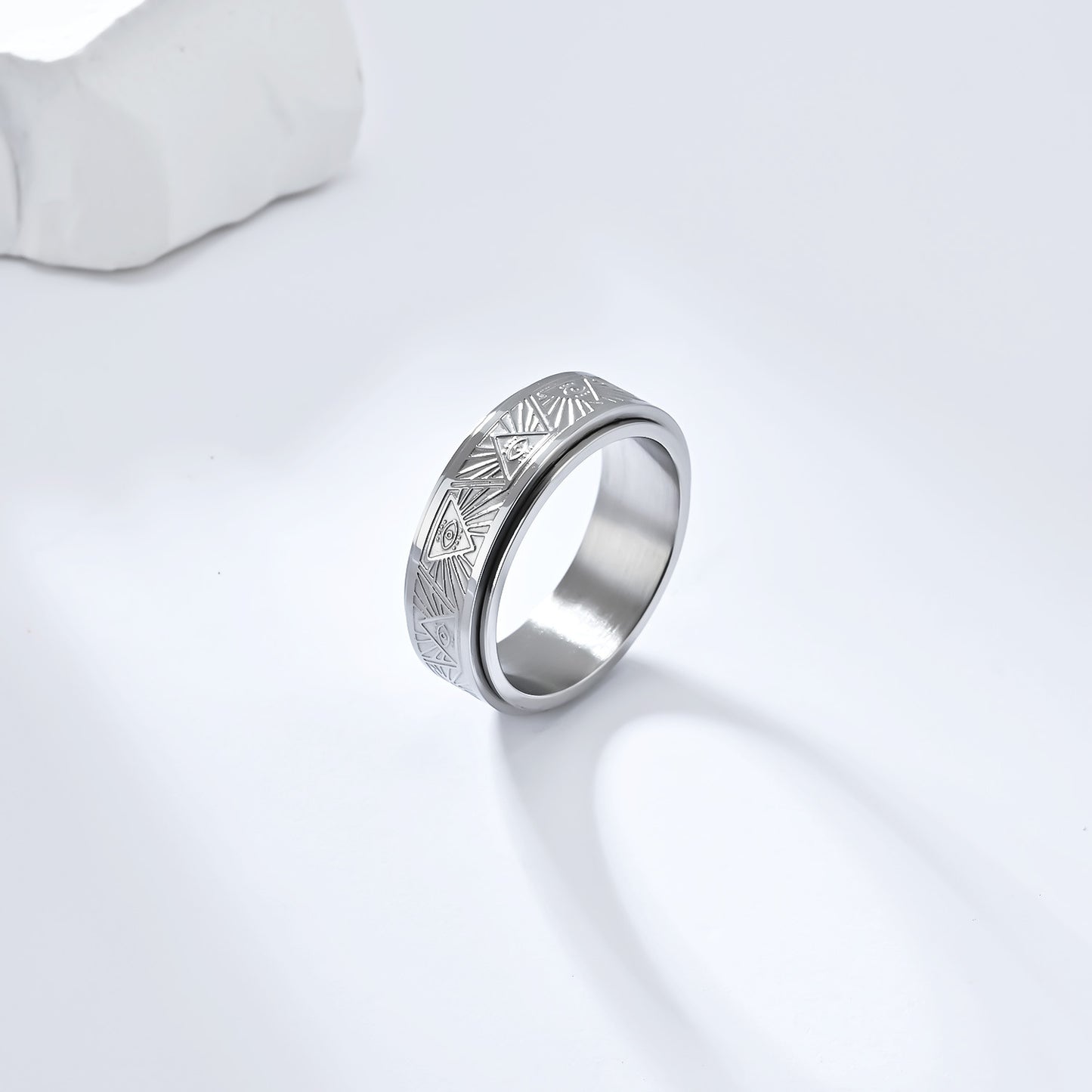 Eye of Horus Ring Stainless Steel Rotating Anxiety Relief Jewelry Planderful for Egyptology Fans