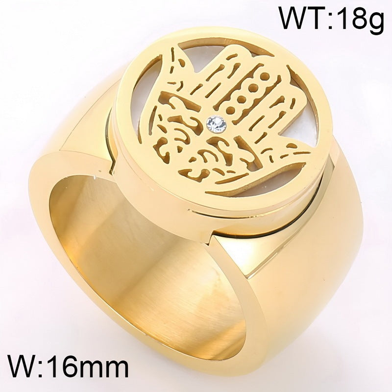 Fatima Hand Hollow Fritillary Bottom Wide Edition Ring Tree Of Life Roman Scale