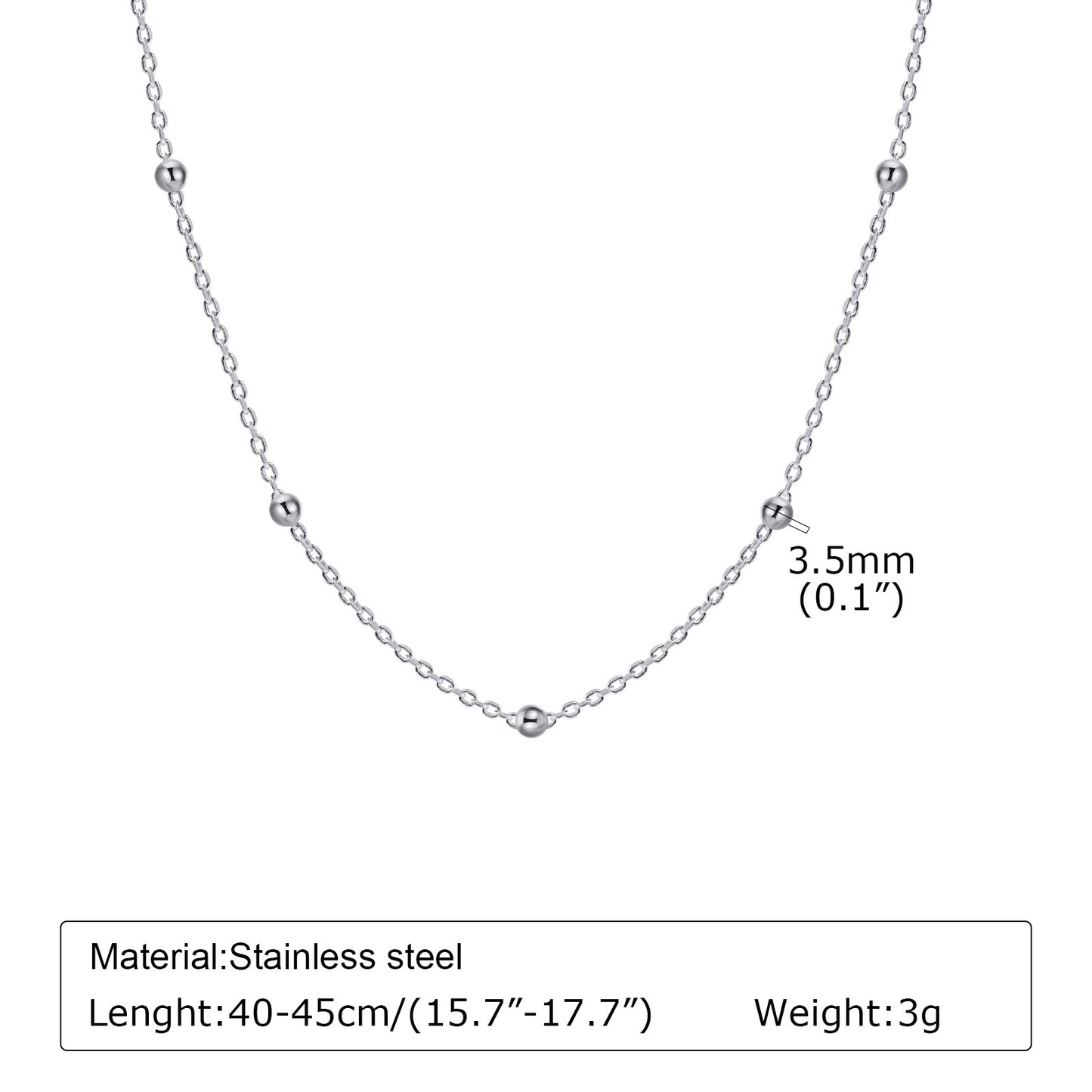 Stainless Steel Bead Chain Fashion Women Necklace Accessories