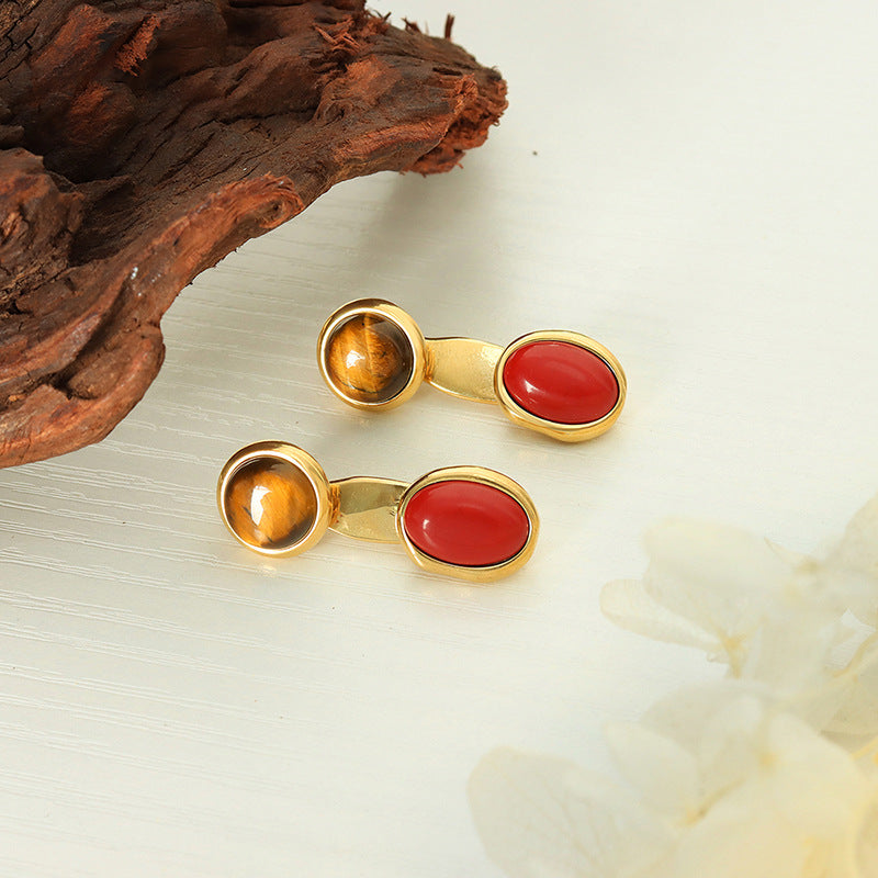 Colorful Gemstone Accent Detachable Earrings - Vintage Style for Women