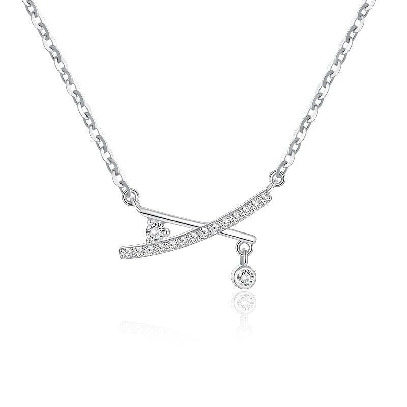 Planderful Sterling Silver Necklace 925 Minimalist Korean Style Collarbone Chain With Zircon Luxurious Everyday Wear
