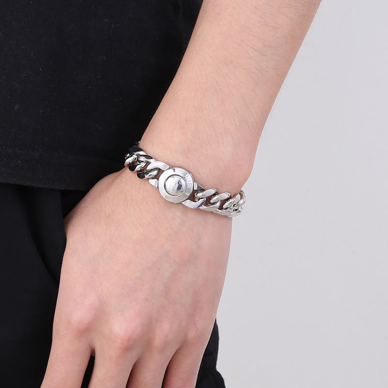 Bracelet Of The – Cnc Zircon Cuban Chain Titanium Steel Men's