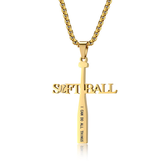 Baseball Necklace Titanium Steel Gold Letter Pendant For Athletes By Planderful Everyday Genie