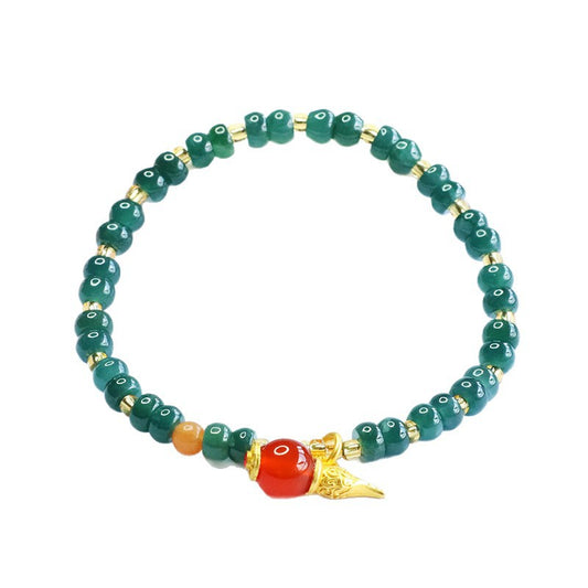 Blue Water Jadeite Gourd & Abacus Bead Beaded Bracelet
