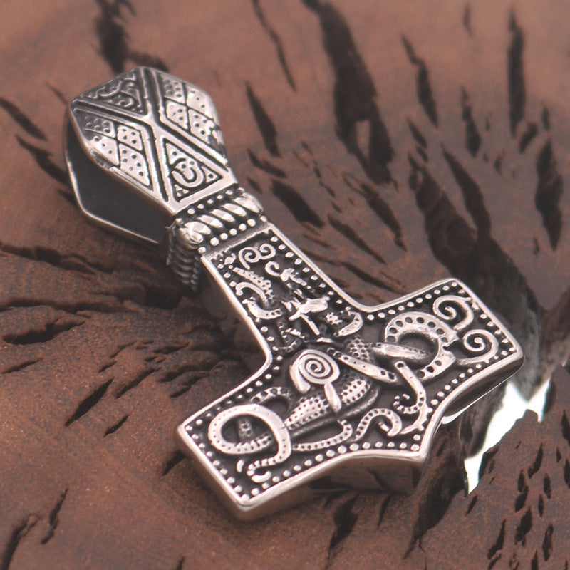 Mystical Norse Legacy Titanium Steel Dragon Necklace for Men