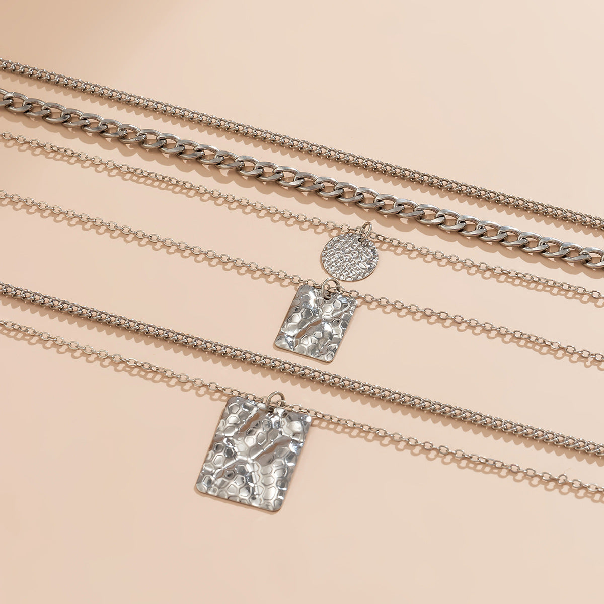 Vienna Verve Collection by Planderful - Stylish Necklace Featuring Snake Skin Design and Geometric Pendant