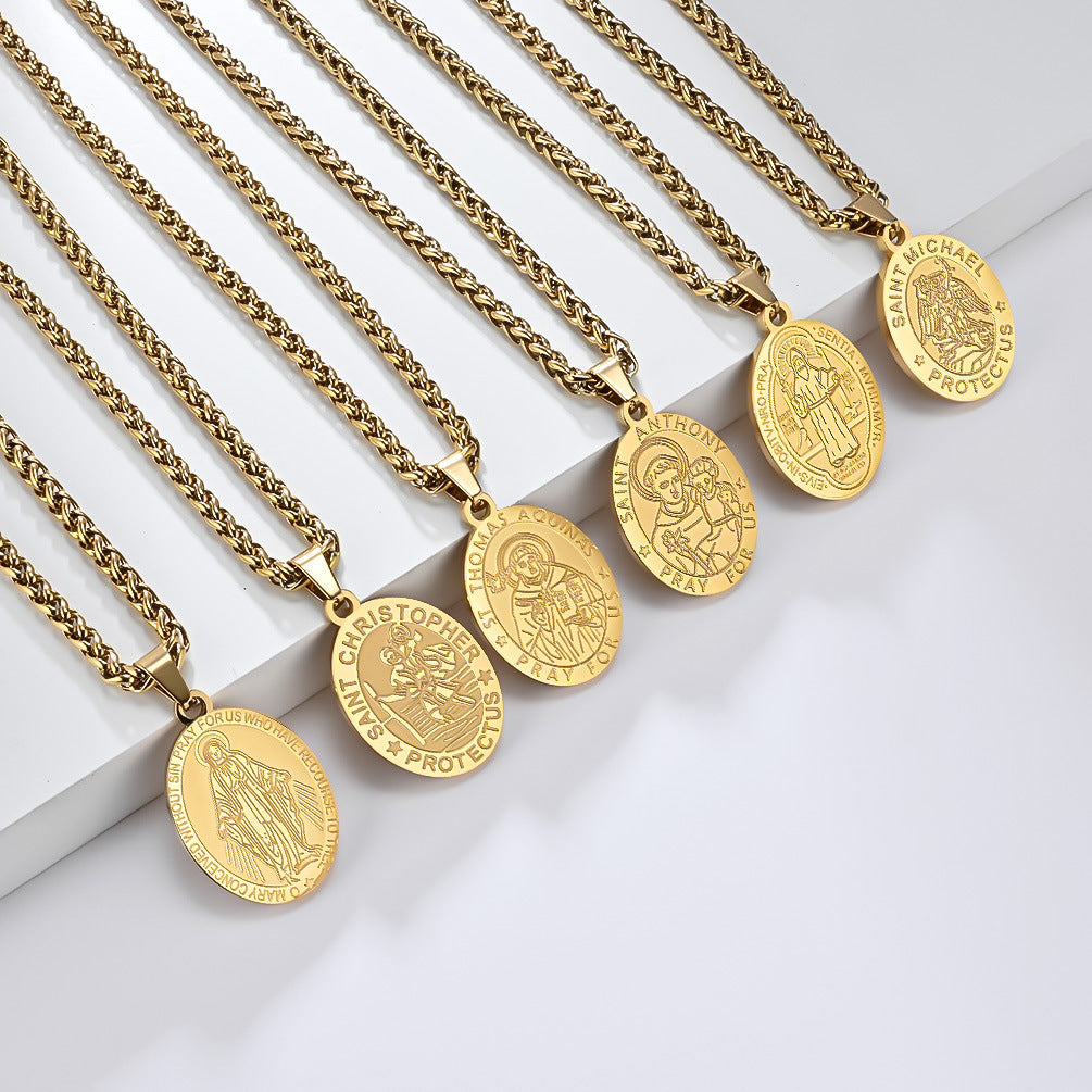 Planderful Patron Saint Seal Necklace For Men Timeless God Protection That Does Not Fade