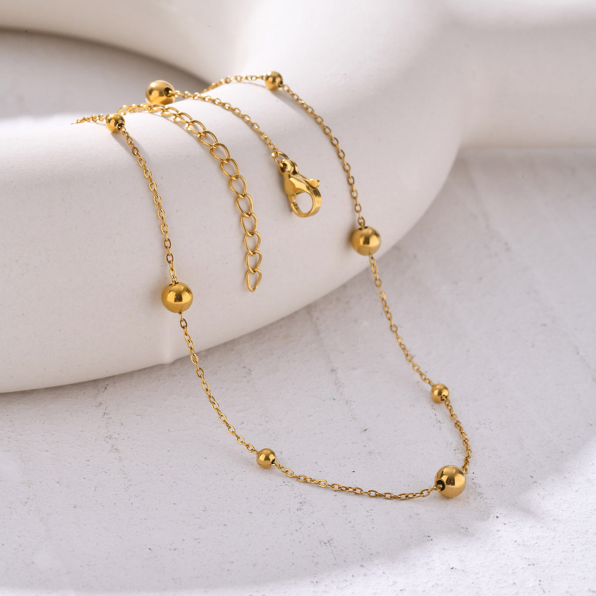 Stainless Steel Flat Cross Chain – Steel Ball Gold Necklace Women