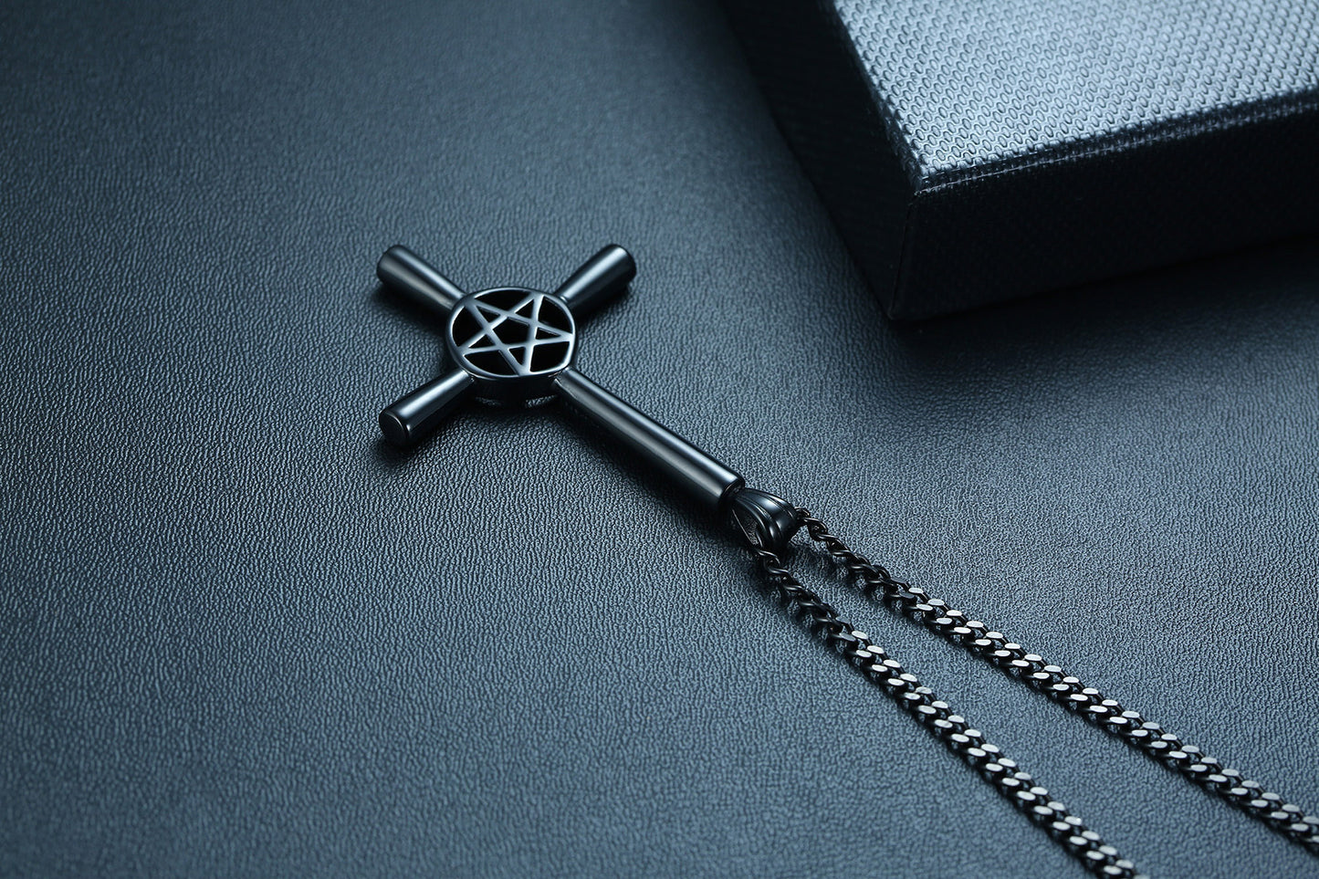 New Product Stainless Steel Satan Cross Pendant Steel Color