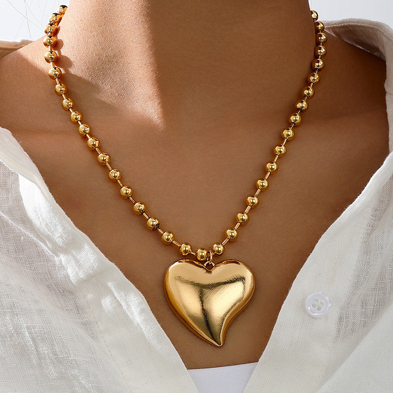 Planderful Vienna Verve Necklace – Stylish Retro Gold Round Bead Design