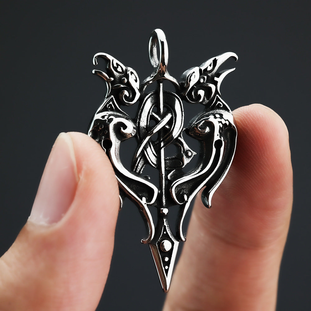European And American Retro Men's Pendant Viking Odin Double Crow