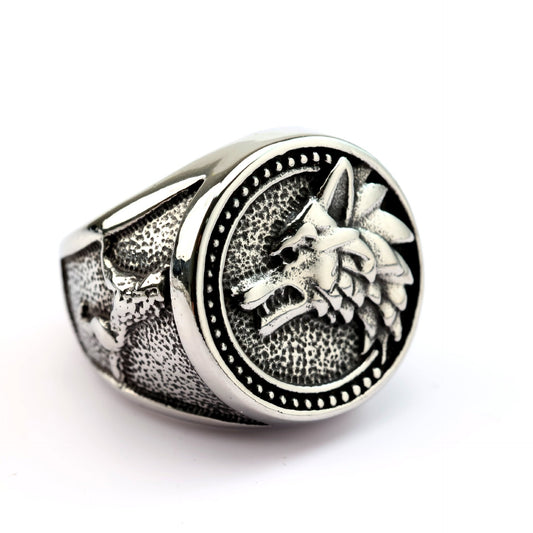 Planderful Viking Wolf Head Ring For Men Solid Stainless Steel Odin Mount Bold Retro European American Style