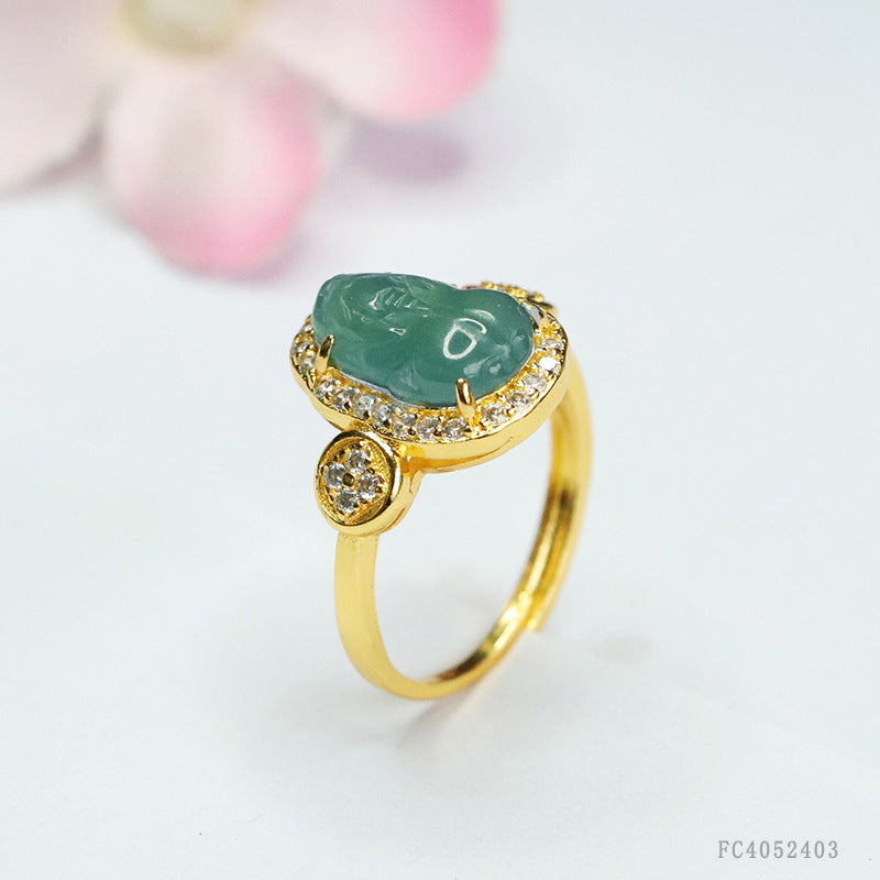 Blue-Water Jadeite Pixiu Ring