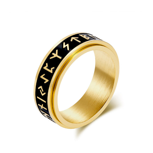 Planderful Rotating Text Ring For Men Nordic Viking Style Steel Jewelry Size 7 To 13