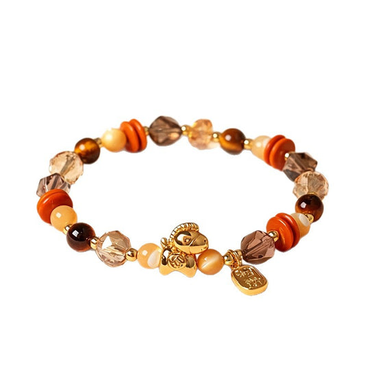 Tiger Eye & Pearl Horse-Year Bracelet