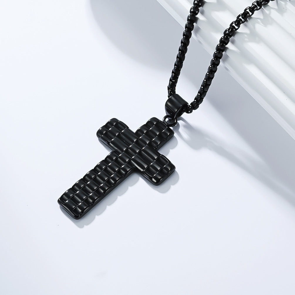 Planderful Titanium Steel Cross Necklace For Men Vintage Hipster Pendant Durable Everyday Genie Collection