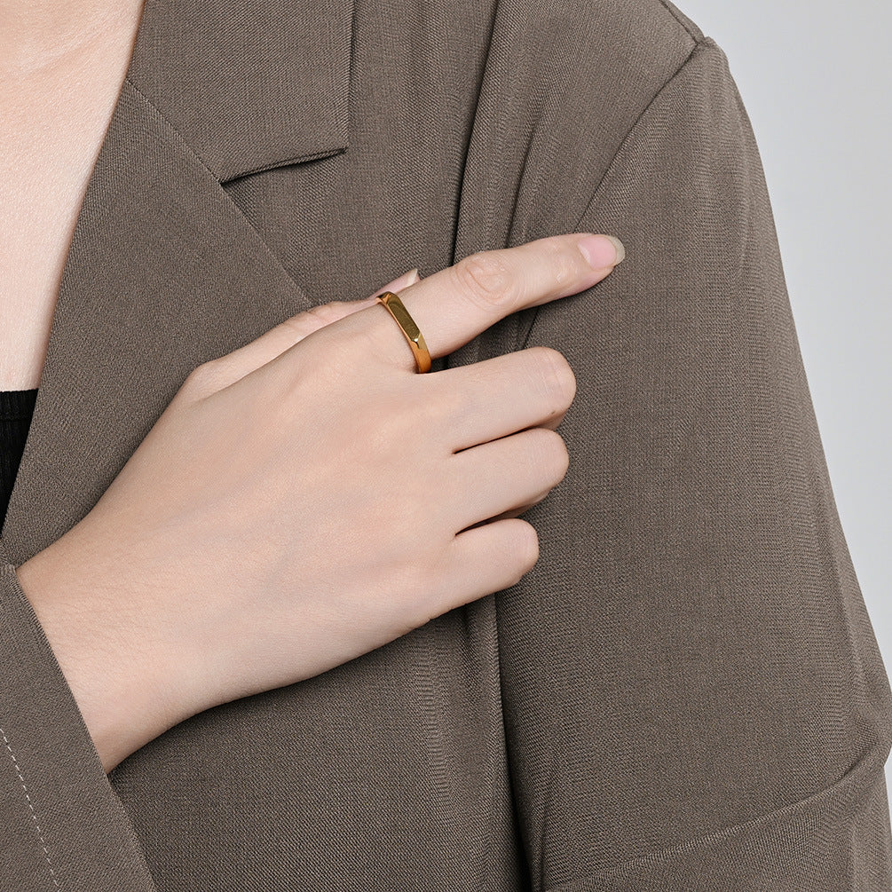 Planderful Titanium Steel Ring Geometric Unisex Statement