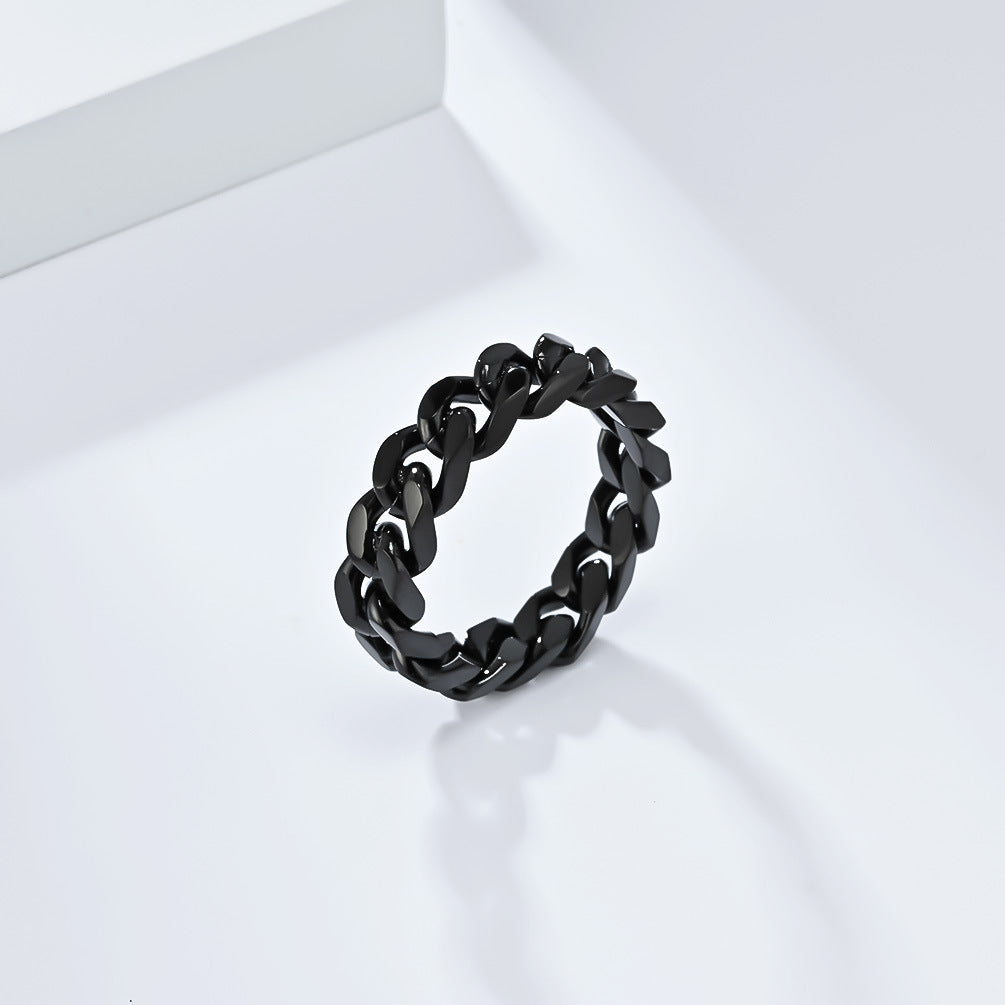 Cross-Border INS Neutral Light Luxury Stainless Steel Chain Ring