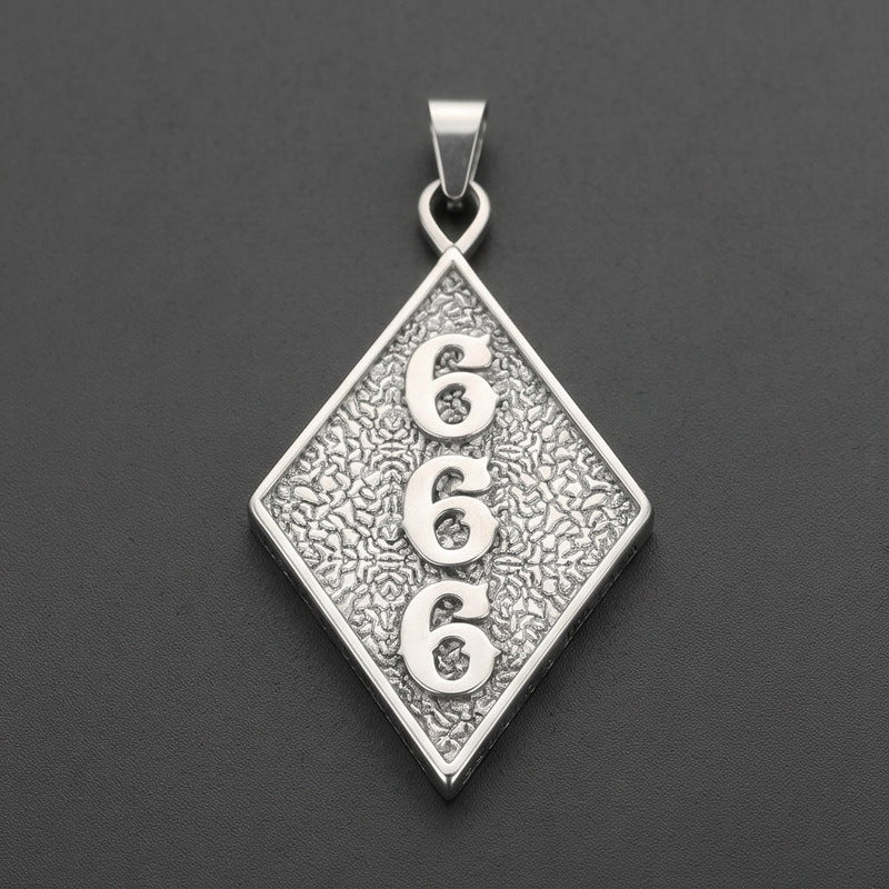 Hip Hop Rock Rhombus Tag Punk Style Letters Ftw Number 666 Stainless Steel Necklace