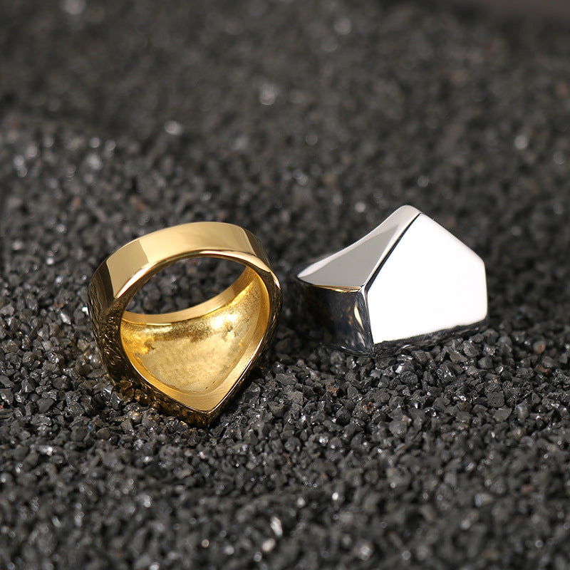Planderful Geometric Pyramid Ring For Men Stainless Steel