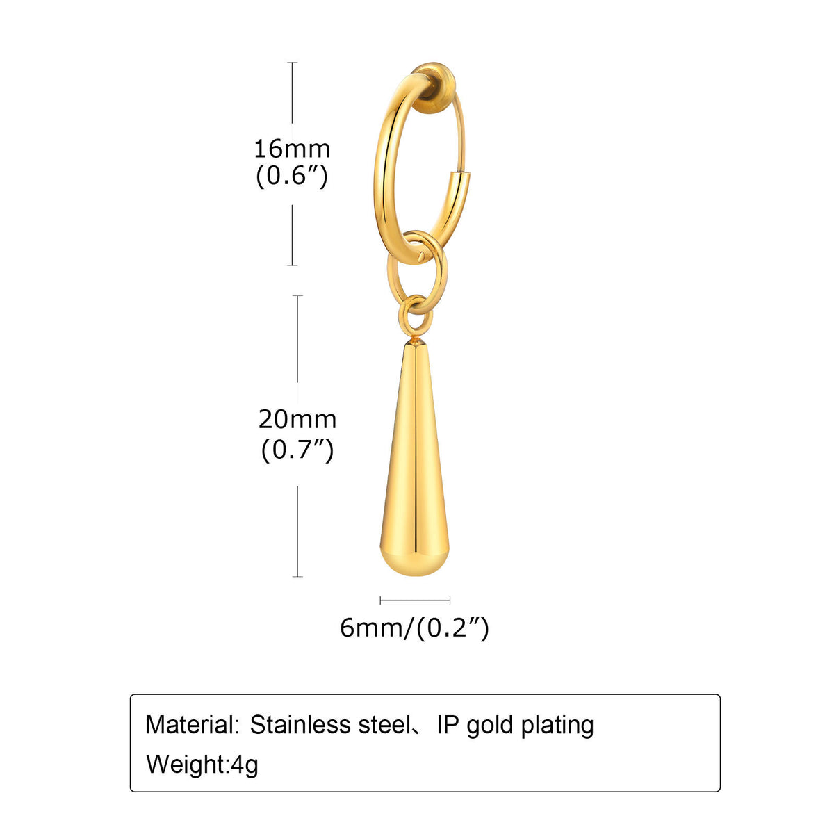 Modern Stainless Steel Earring — Single — Gold / Black