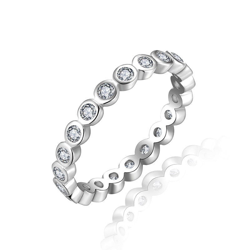 Cross-Border Ins Style Versatile Stacked Moissanite S925 Silver-Plated Wedding Ring