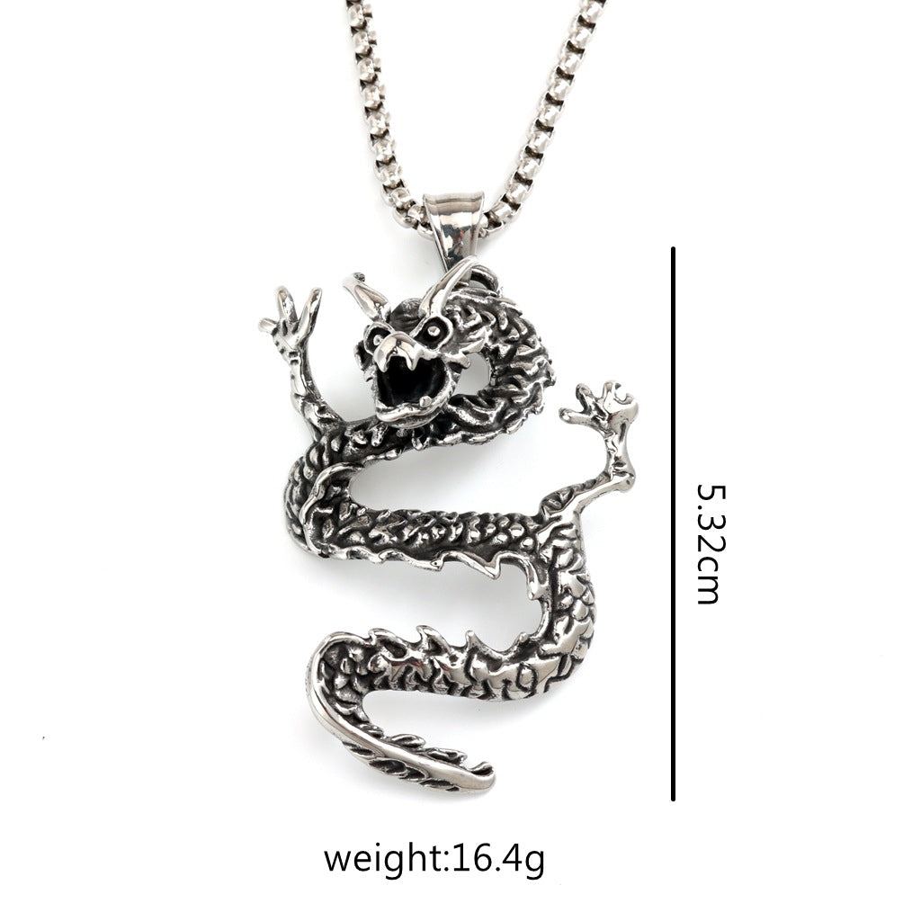 Vintage Dragon Stainless Steel Men's Pendant Necklace
