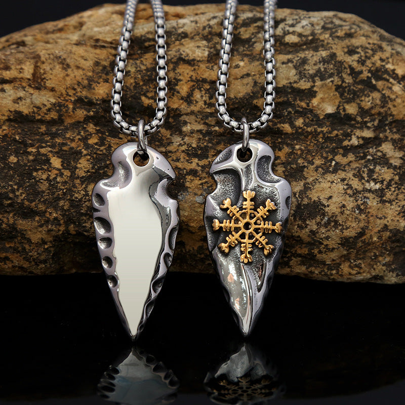 Titanium Steel Viking Compass Rune Men's Pendant Neck Chain