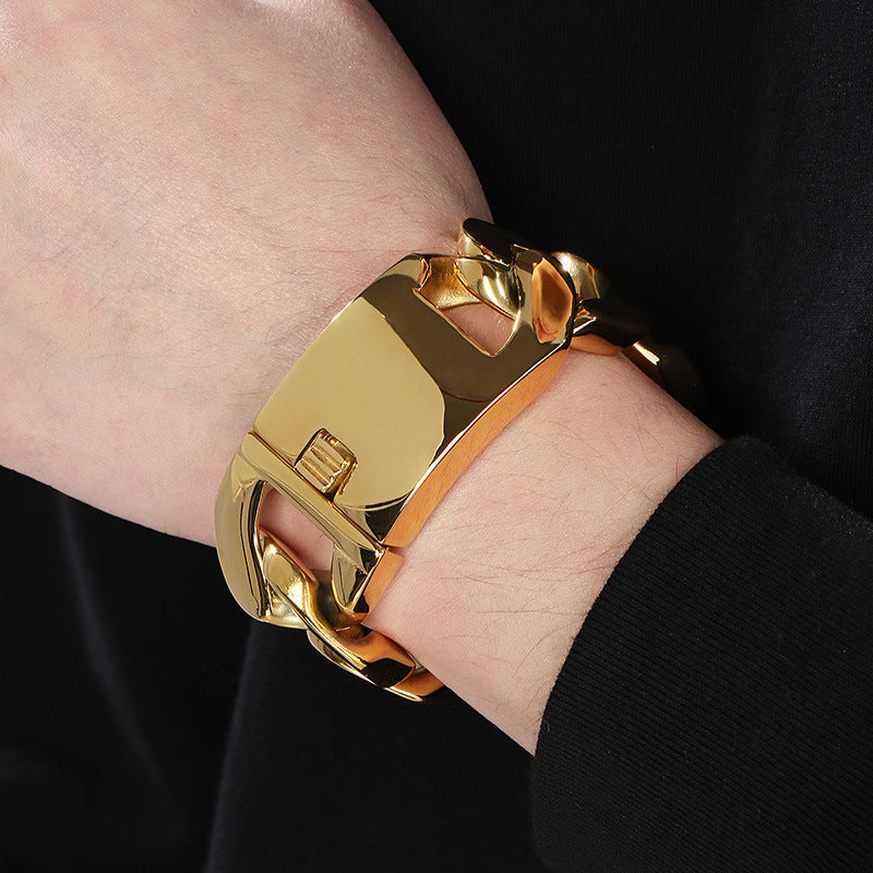 Planderful Exaggerated Wide Cuban Chain Necklace for Men