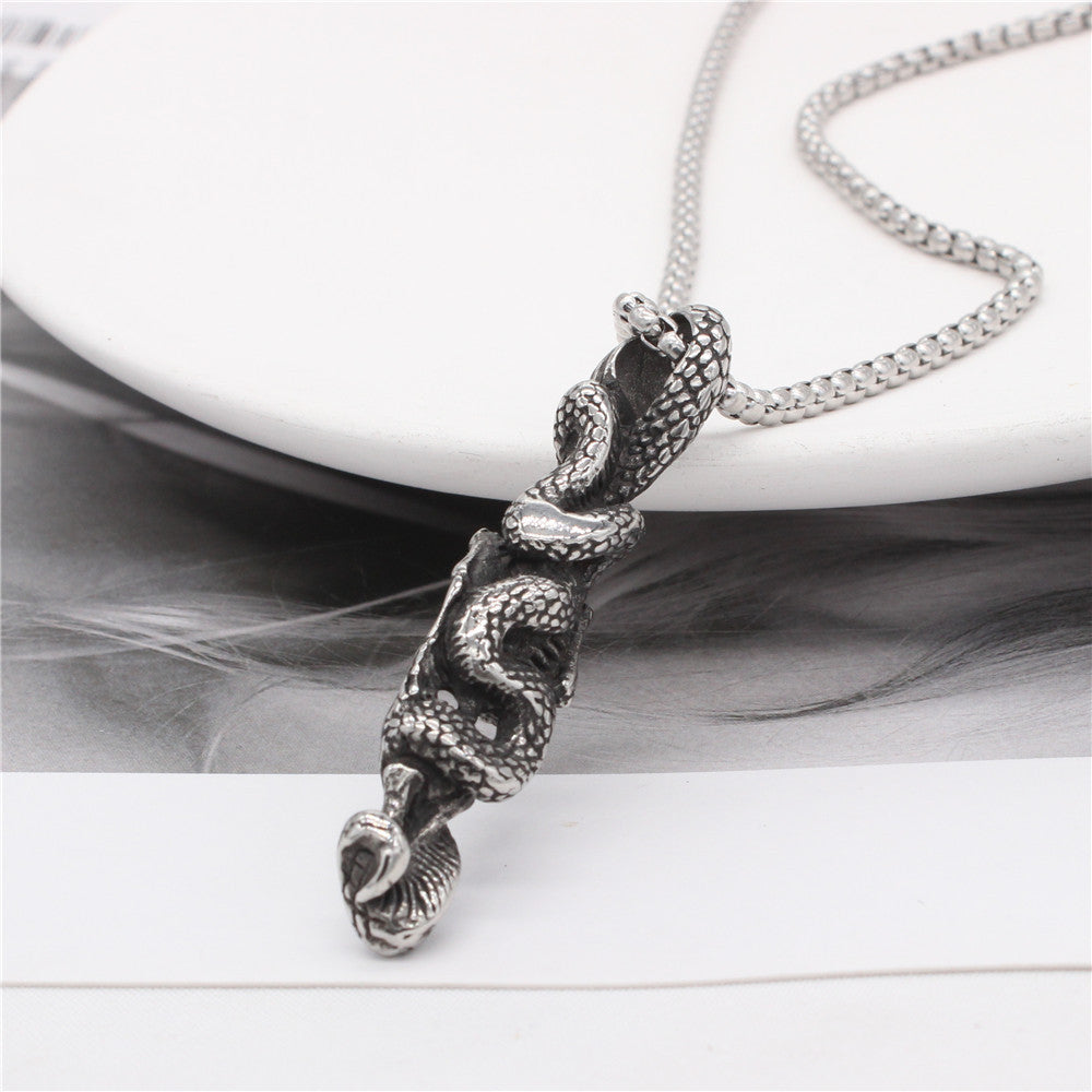 Snake Skull Titanium Steel Pendant Necklace