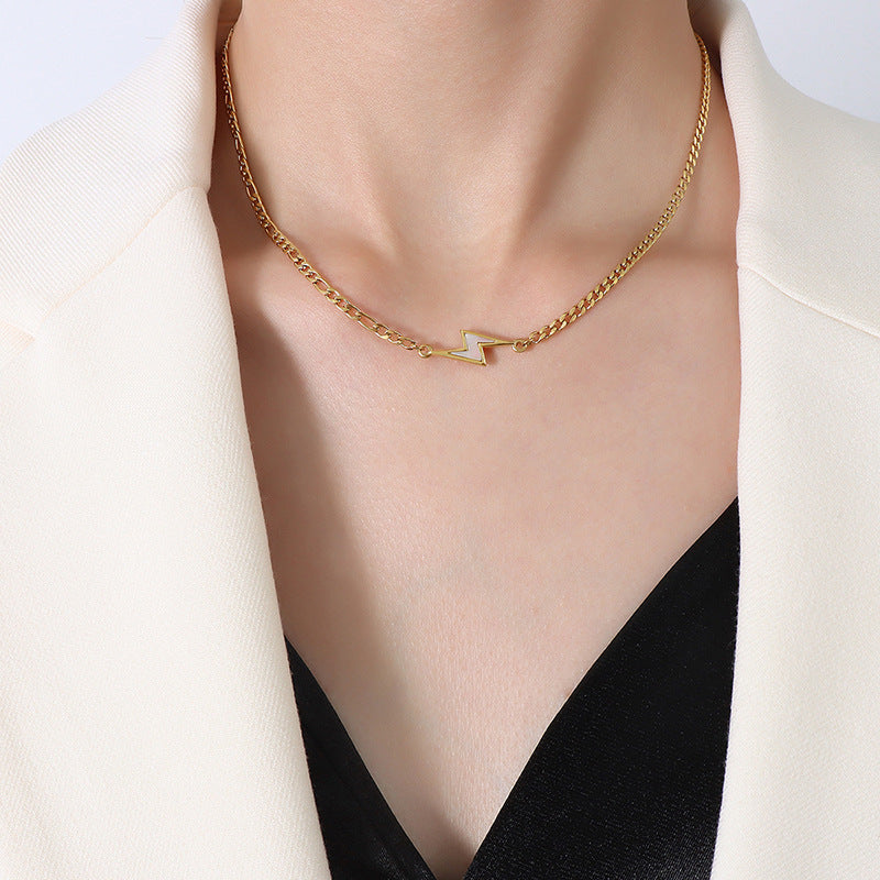 Elegant Gold-Plated Lightning Necklace with White Seashells