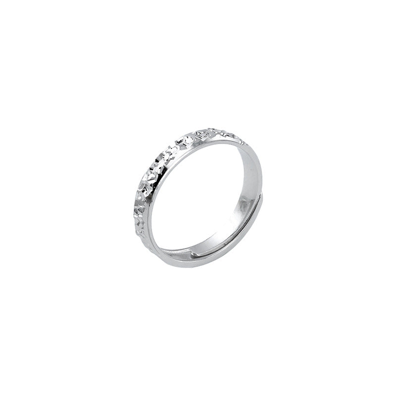 S925 Sterling Silver Crushed Ice Couple Ring — Adjustable