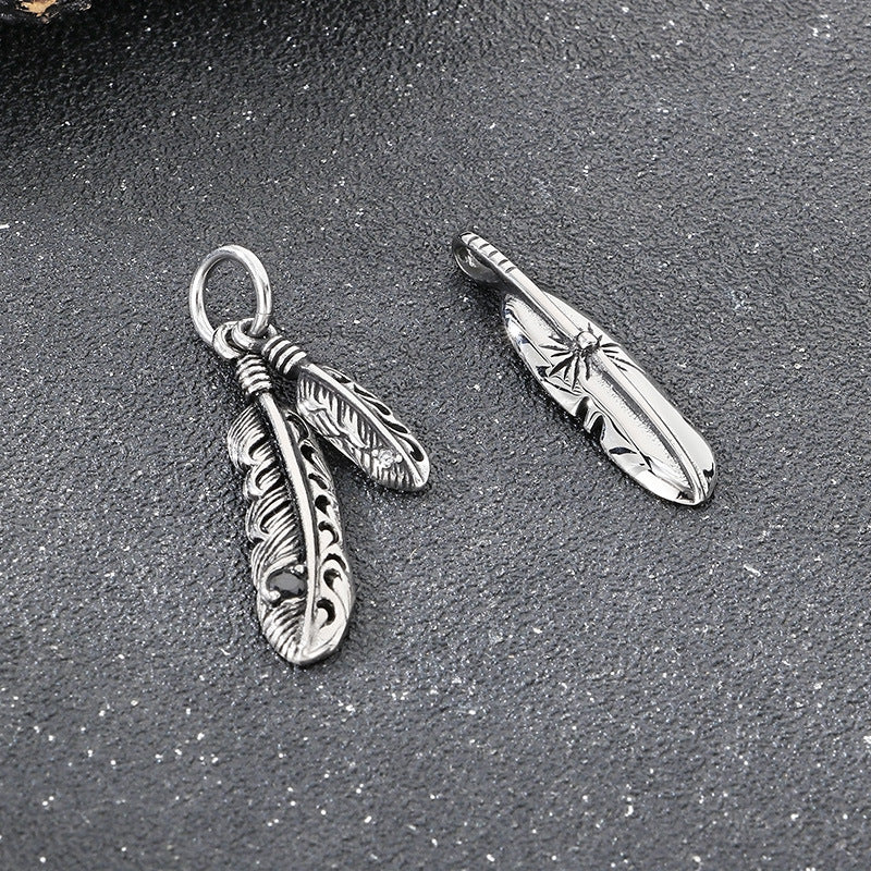 Planderful Vintage Cross Flower Mens Pendant Black Zircon