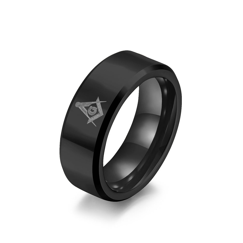 Cross-Border European and American Masonic Tungsten Ring