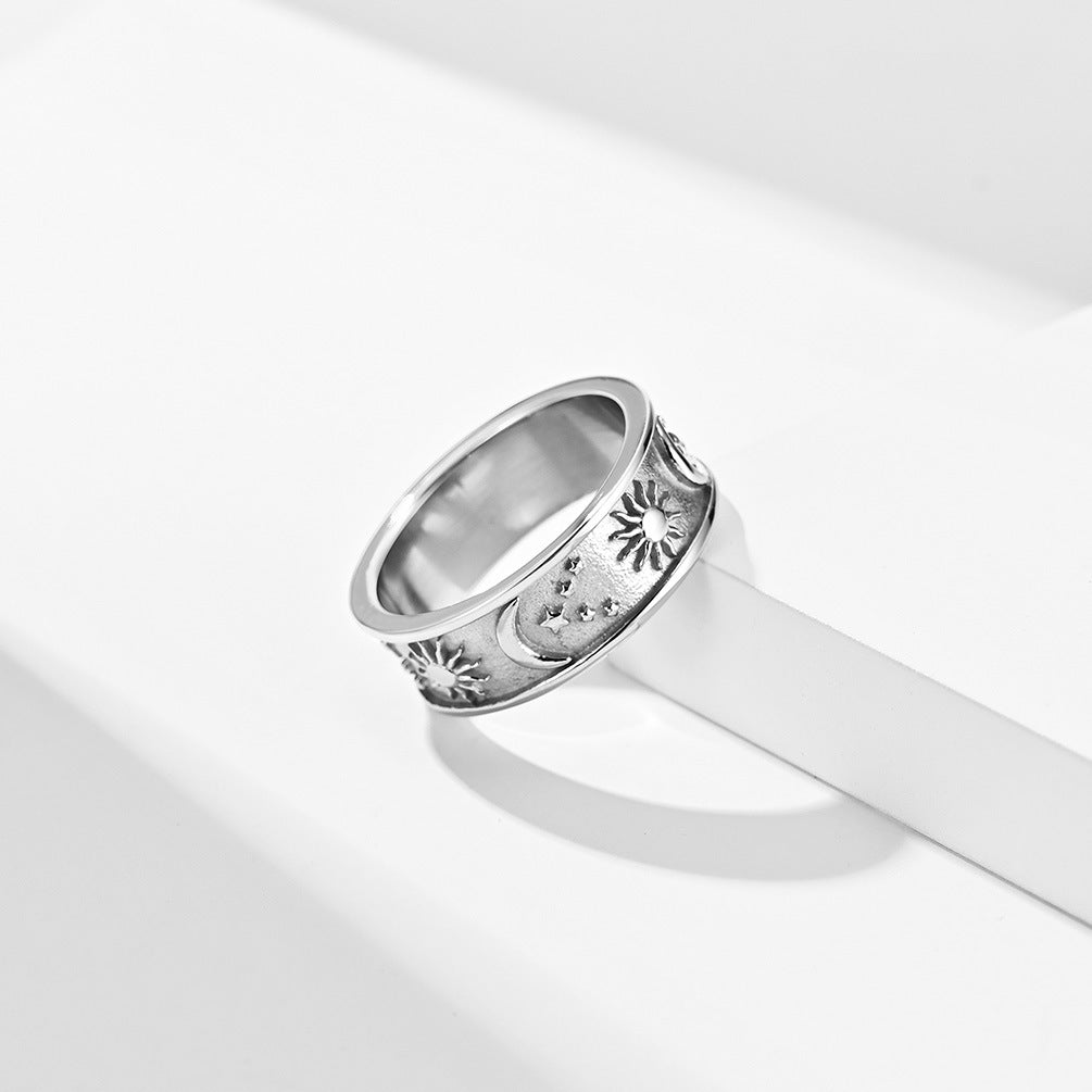 Steel Ring – Statement Bohemian Star Moon Sun Design For Men And Women Planderful Everyday Genie Collection