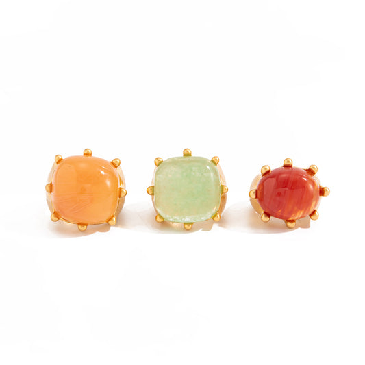 Planderful Vienna Verve Retro Square Smudged Stone Ring Set For Modern Fashion Lovers Bold Statement Jewelry