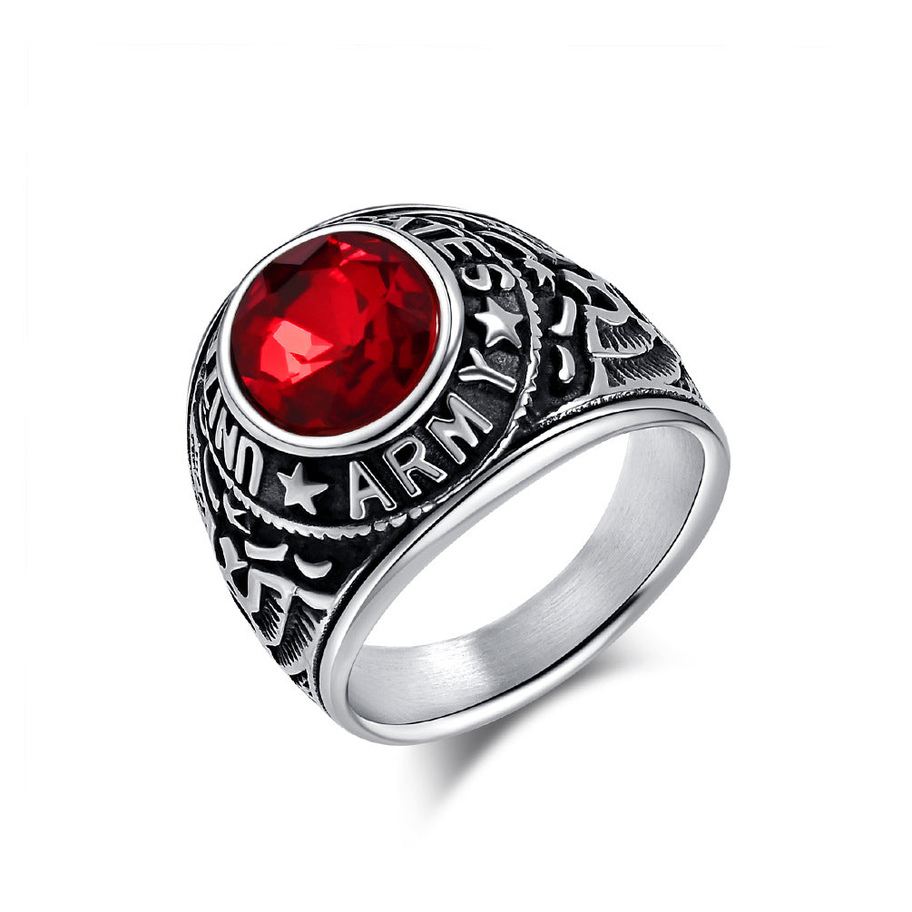 Planderful Titanium Steel Ring For Men With Zircon Eagle Design Index Finger Marine Corps Bald Eagle Style Everyday Genie Collection