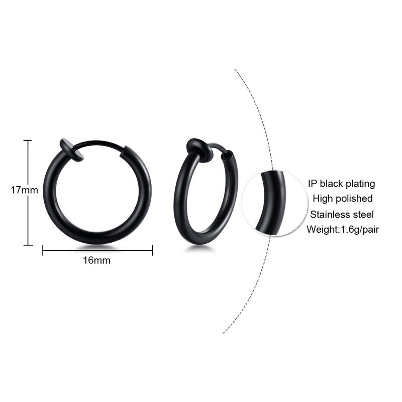 Modern Stainless Steel Earring — Single — Silver / Black