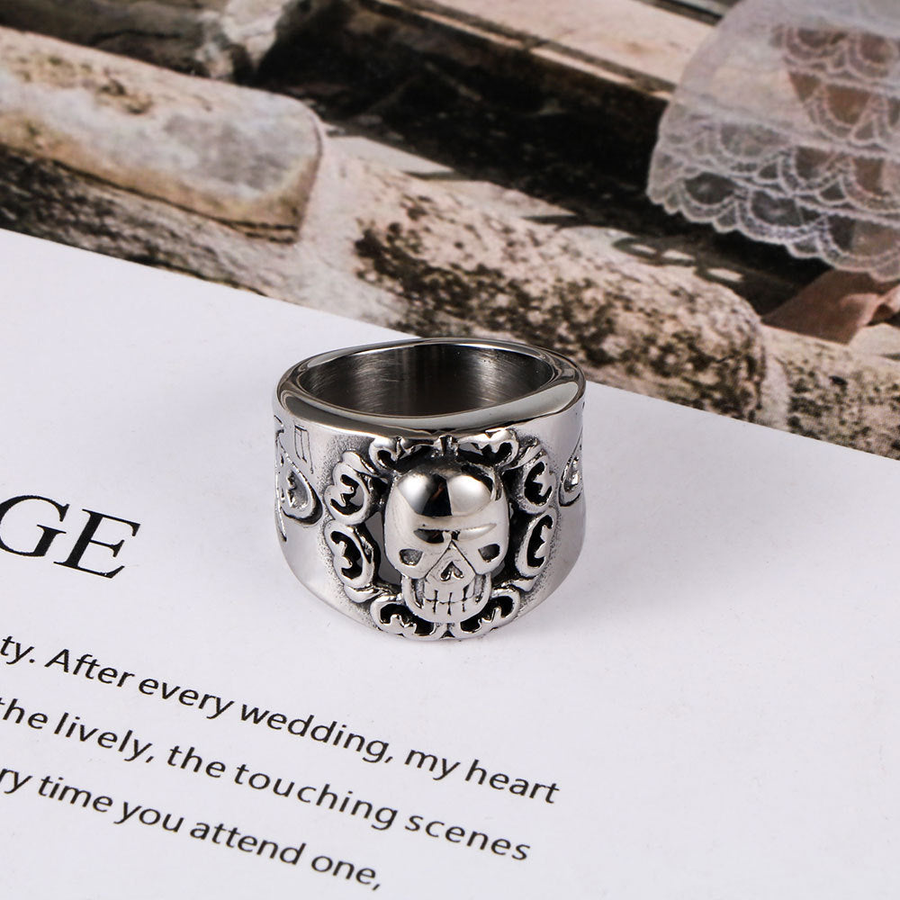 European American Titanium Steel Skeleton Ghost Horse Ring