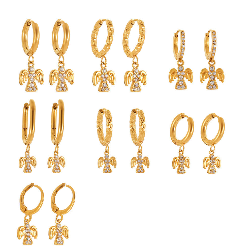 Planderful Zircon Angel Pendant Earrings For Women