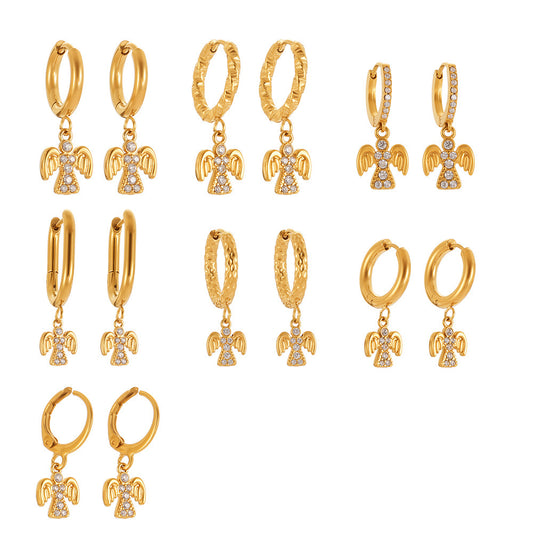Planderful Zircon Angel Pendant Earrings For Women