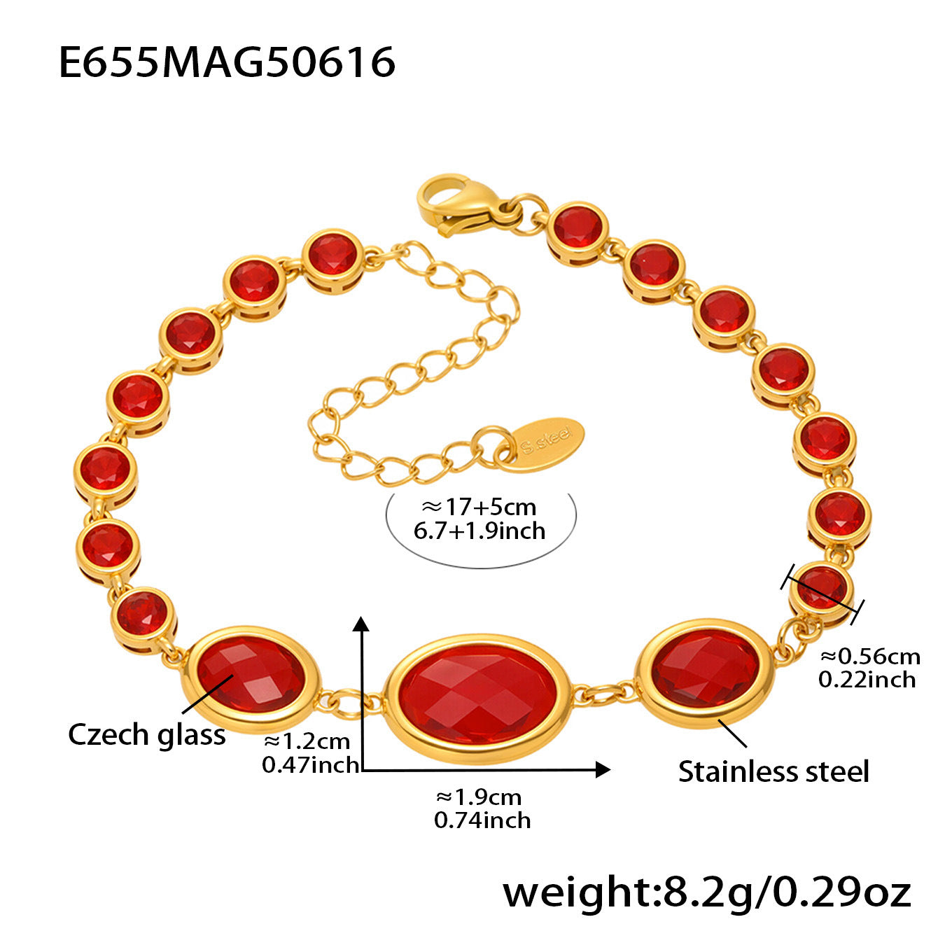 Planderful Crystal Glass Bracelet 18K Gold Plated For Women