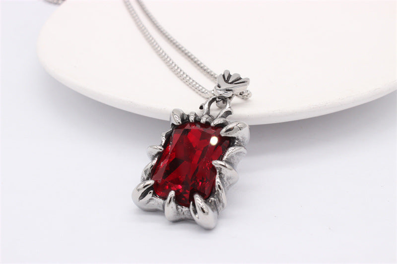 Planderful Rectangular Zircon Pendant Titanium Steel For Men And Women Unisex Protection Statement