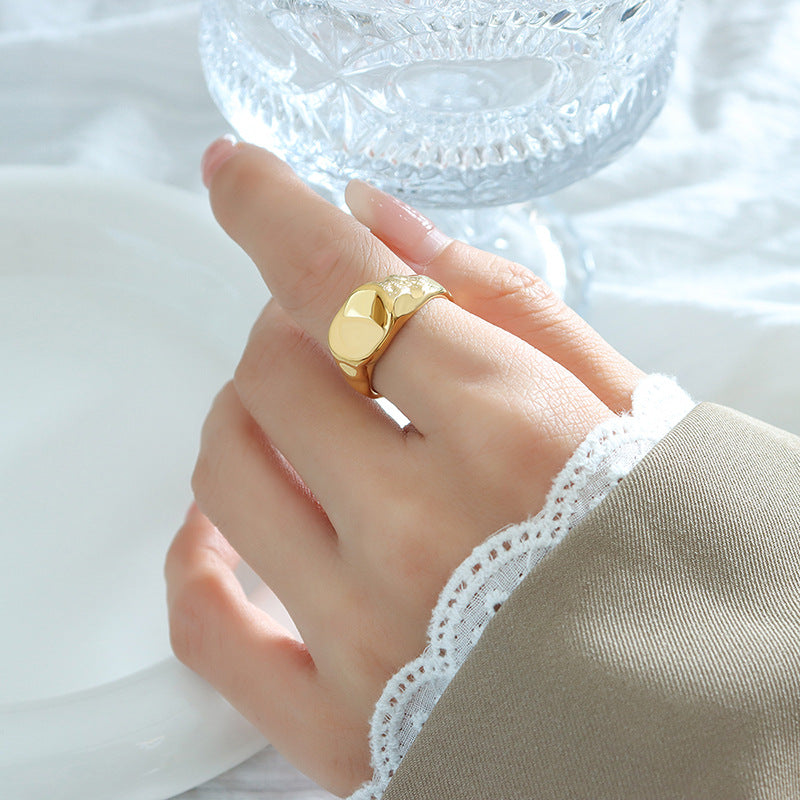 Golden Glow Stainless Steel European Style Chic Ring