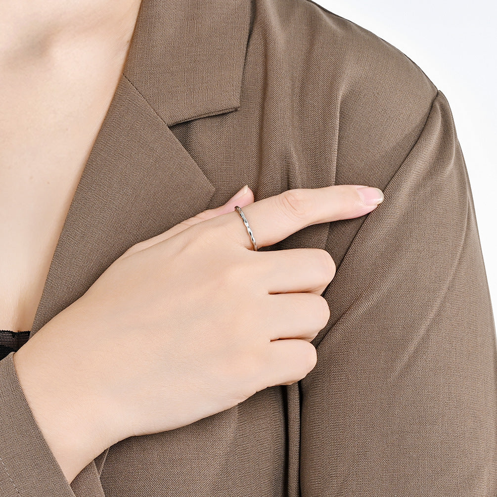 INS Simple French Series Water Drop Titanium Steel Ring for Women